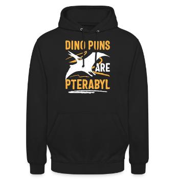 Drôle de Dino Jeu de mots Ptérodactyle - Sweat-shirt à capuche unisexe - noir - Devant - Alina (178cm) & Michal (187cm)