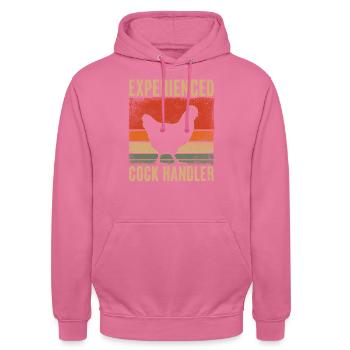 Hühnerflüsterer Retro Stil - Unisex Hoodie - Pink - Vorne - Alina (178cm) & Michal (187cm)