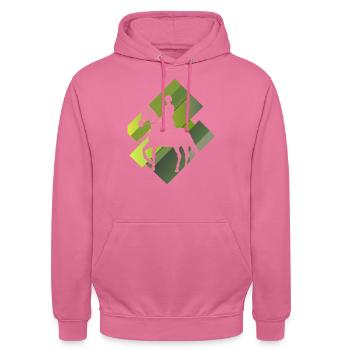 Dressurpferd Reitschule Dressur - Unisex Hoodie - Pink - Vorne - Alina (178cm) & Michal (187cm)