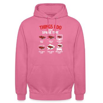 Things I Do In My Spare Time - Car Lover Mechanic - Unisex Hoodie - pink - Front - Alina (178cm) & Michal (187cm)