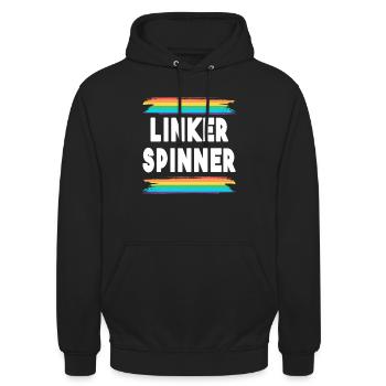 Linker Spinner Regenbogen Menschenrechte links - Unisex Hoodie - Schwarz - Vorne - Alina (178cm) & Michal (187cm)