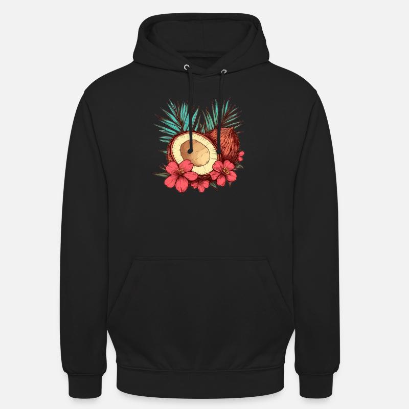 Fleur de cocotier tropicale - Sweat-shirt à capuche unisexe - noir