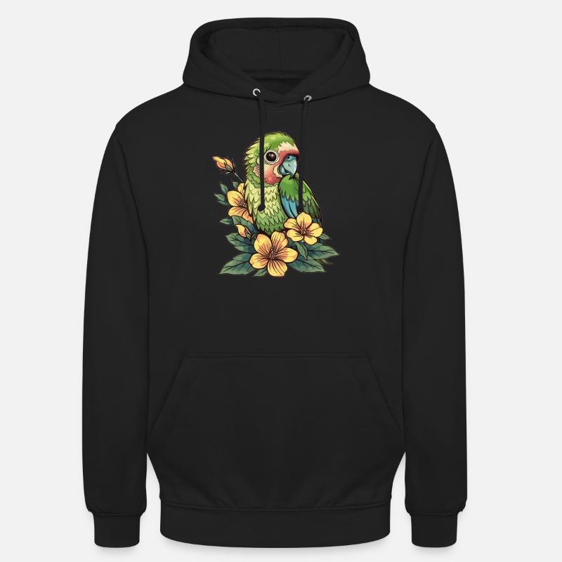 Perroquet à fleurs - Sweat-shirt à capuche unisexe - noir