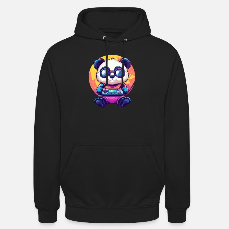 Gamer Panda avec console - Sweat-shirt à capuche unisexe - noir
