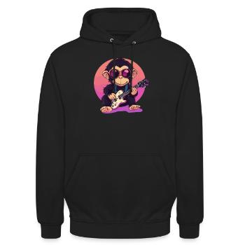 Guitare style singe - Sweat-shirt à capuche unisexe - noir - Devant - Alina (178cm) & Michal (187cm)