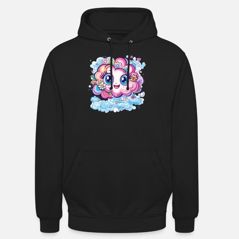 Nuage de fleurs heureux - Sweat-shirt à capuche unisexe - noir