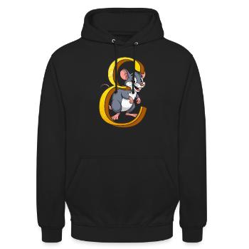 BUCHSTABE E - Unisex Hoodie - Schwarz - Vorne - Alina (178cm) & Michal (187cm)
