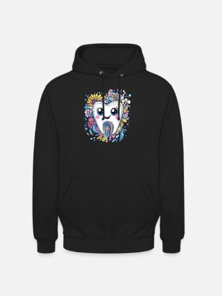 Tooth with flower smile - Unisex Hoodie - black