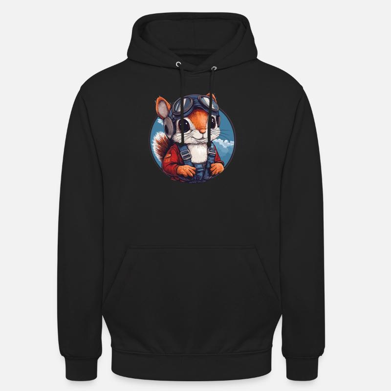 Fliegendes Eichhörnchen mit Brille - Unisex Hoodie - Schwarz