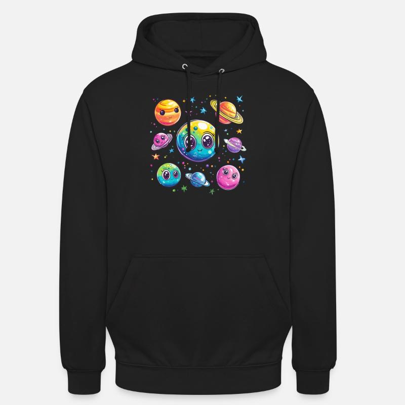 Planètes douces dans l’espace - Sweat-shirt à capuche unisexe - noir