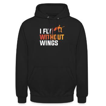 Hochsprung Hochspringer I Fly Without Wings - Unisex Hoodie - Schwarz - Vorne - Alina (178cm) & Michal (187cm)