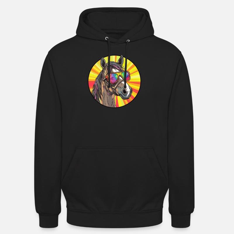 Pferd mit Sonnenbrille - Unisex Hoodie - Schwarz
