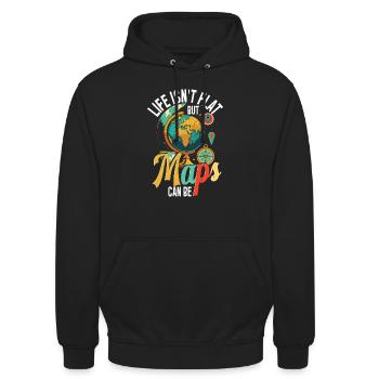 Geographic Information Systems Life Isn't Flat - Unisex Hoodie - black - Front - Alina (178cm) & Michal (187cm)