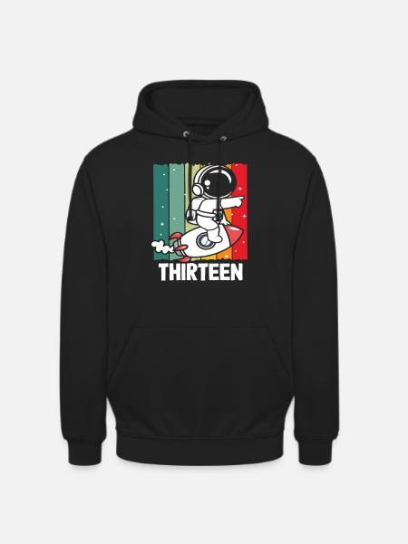 Astronaut Rocket Thirteen Retro Design - Unisex Hoodie - black