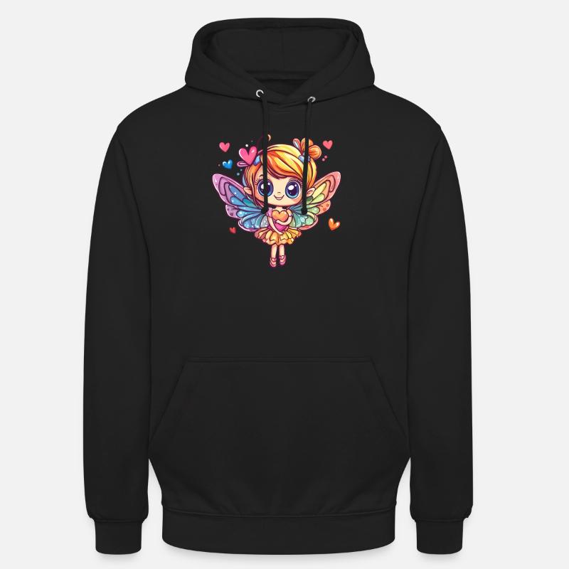 Fée papillon avec coeur - Sweat-shirt à capuche unisexe - noir