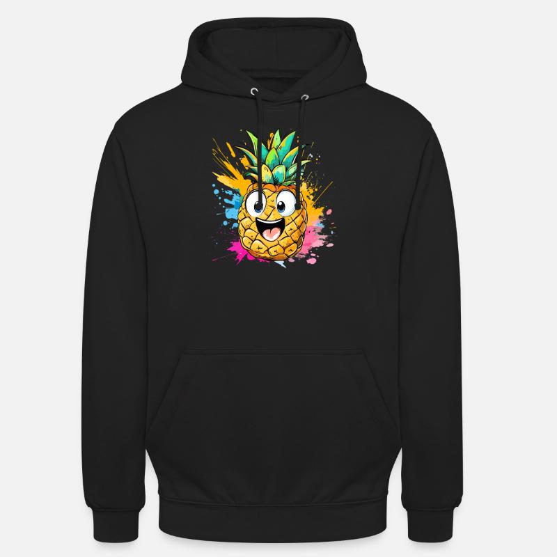 Explosion d’ananas heureuse - Sweat-shirt à capuche unisexe - noir