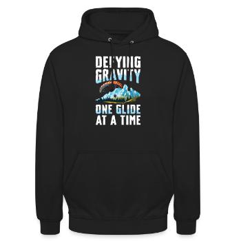 Surmonter la gravité - un vol plané vers - Sweat-shirt à capuche unisexe - noir - Devant - Alina (178cm) & Michal (187cm)