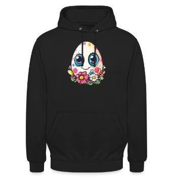 Oeuf Happy Dots - Sweat-shirt à capuche unisexe - noir - Devant - Alina (178cm) & Michal (187cm)