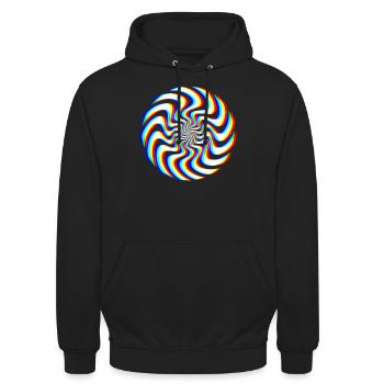 Spirale Glitch – Illusion Optique - Sweat-shirt à capuche unisexe - noir - Devant - Alina (178cm) & Michal (187cm)