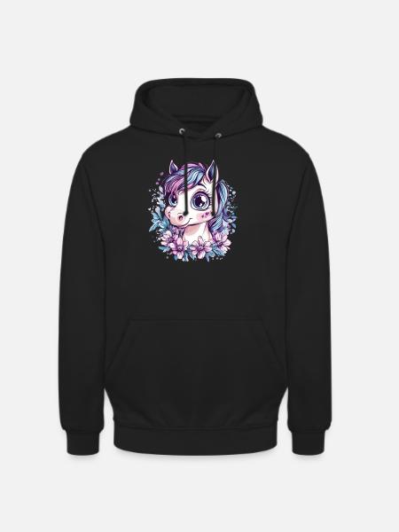 Bangs with flowers - Unisex Hoodie - black