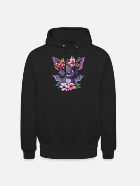 Flower Bat with Smile - Unisex Hoodie - black