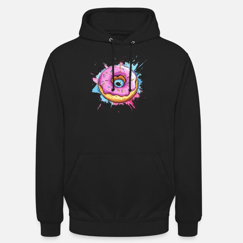 Beignet avec glaçage rose - Sweat-shirt à capuche unisexe - noir