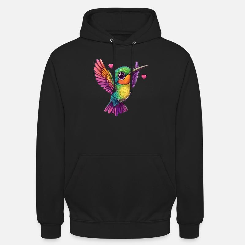 Kolibri mit Herzchen - Unisex Hoodie - Schwarz
