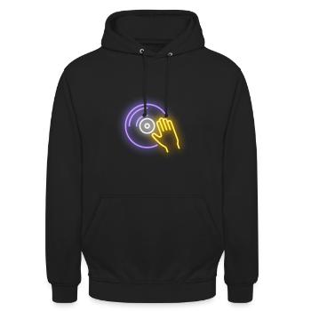 DJ - Unisex Hoodie - Schwarz - Vorne - Alina (178cm) & Michal (187cm)