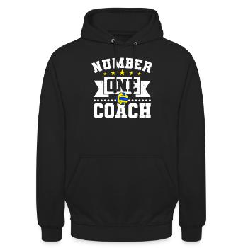 Nummer eins Trainer Volleyball - Unisex Hoodie - Schwarz - Vorne - Alina (178cm) & Michal (187cm)