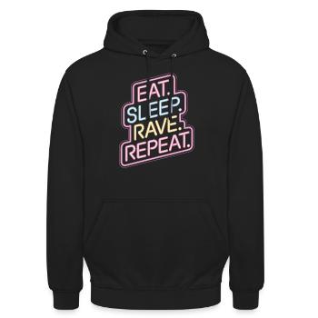 Eat Sleep Rave Repeat - Neon Sign Design - Unisex Hoodie - Schwarz - Vorne - Alina (178cm) & Michal (187cm)