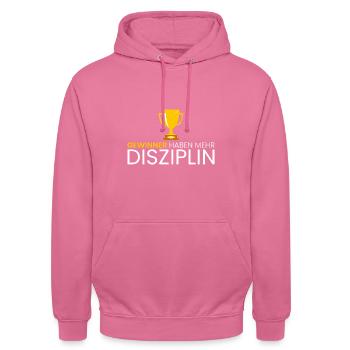 Gewinner haben mehr Disziplin - Unisex Hoodie - Pink - Vorne - Alina (178cm) & Michal (187cm)