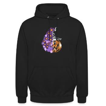 Halloween Kürbis Shirt Geschenk - Unisex Hoodie - Schwarz - Vorne - Alina (178cm) & Michal (187cm)