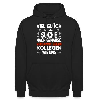 Kollege Kollegin Abschied - Unisex Hoodie - Schwarz - Vorne - Alina (178cm) & Michal (187cm)