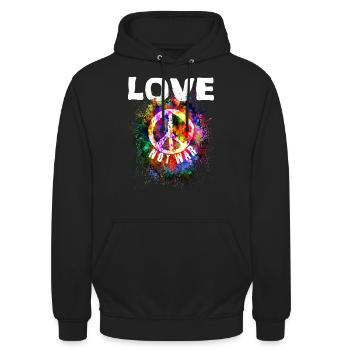 peace, love, hippie, flower power, 70s, frieden - Unisex Hoodie - Schwarz - Vorne - Alina (178cm) & Michal (187cm)