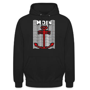 Moin Anker Logo Feature - Unisex Hoodie - Schwarz - Vorne - Alina (178cm) & Michal (187cm)