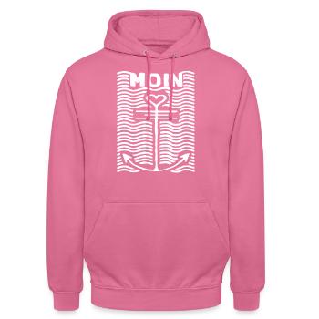Moin Anker Logo – Shirt - Küste - Unisex Hoodie - Pink - Vorne - Alina (178cm) & Michal (187cm)