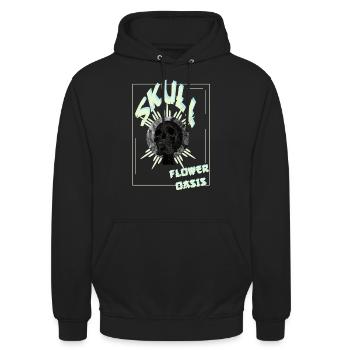 skull flower - Unisex Hoodie - Schwarz - Vorne - Alina (178cm) & Michal (187cm)