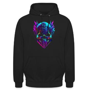 Totenschädel - Unisex Hoodie - Schwarz - Vorne - Alina (178cm) & Michal (187cm)