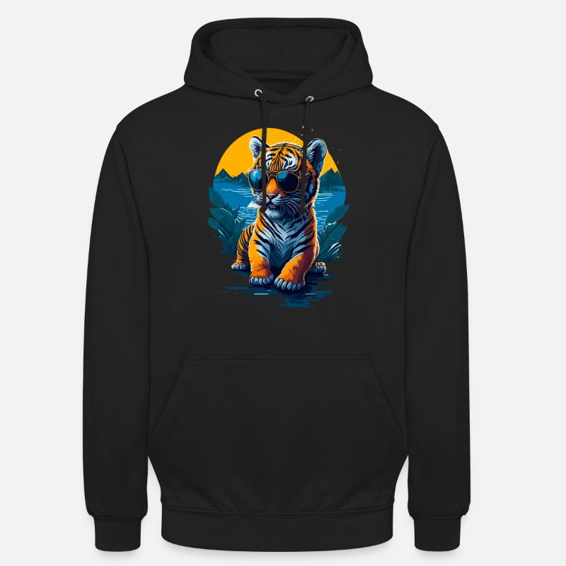 Mignon bébé tigre - Sweat-shirt à capuche unisexe - noir