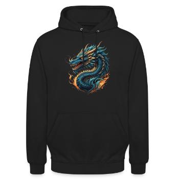 Fire Dragon - Unisex Hoodie - black - Front - Alina (178cm) & Michal (187cm)
