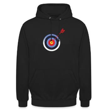 Bogenschießen Bogenschiessen Bogensport - Unisex Hoodie - Schwarz - Vorne - Alina (178cm) & Michal (187cm)