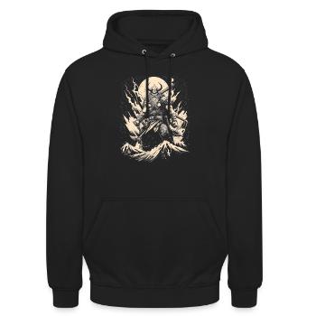 Wolf Krieger Wilde Kämpfer mit tierischer Stärke - Unisex Hoodie - Schwarz - Vorne - Alina (178cm) & Michal (187cm)