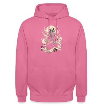 Wolf Krieger Wilde Kämpfer mit tierischer Stärke - Unisex Hoodie - Pink - Vorne - Alina (178cm) & Michal (187cm)