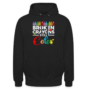 Broken Crayons Still Color Mental Health Awareness - Unisex Hoodie - Schwarz - Vorne - Alina (178cm) & Michal (187cm)