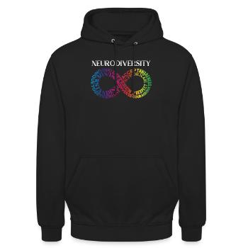 Neurodiversität Regenbogen Unendlichkeit - Unisex Hoodie - Schwarz - Vorne - Alina (178cm) & Michal (187cm)