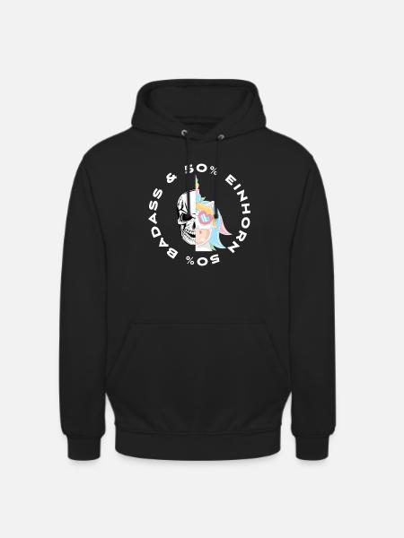 Enhörning och Badass Unicorn Present Födelsedag - Luvtröja unisex - svart