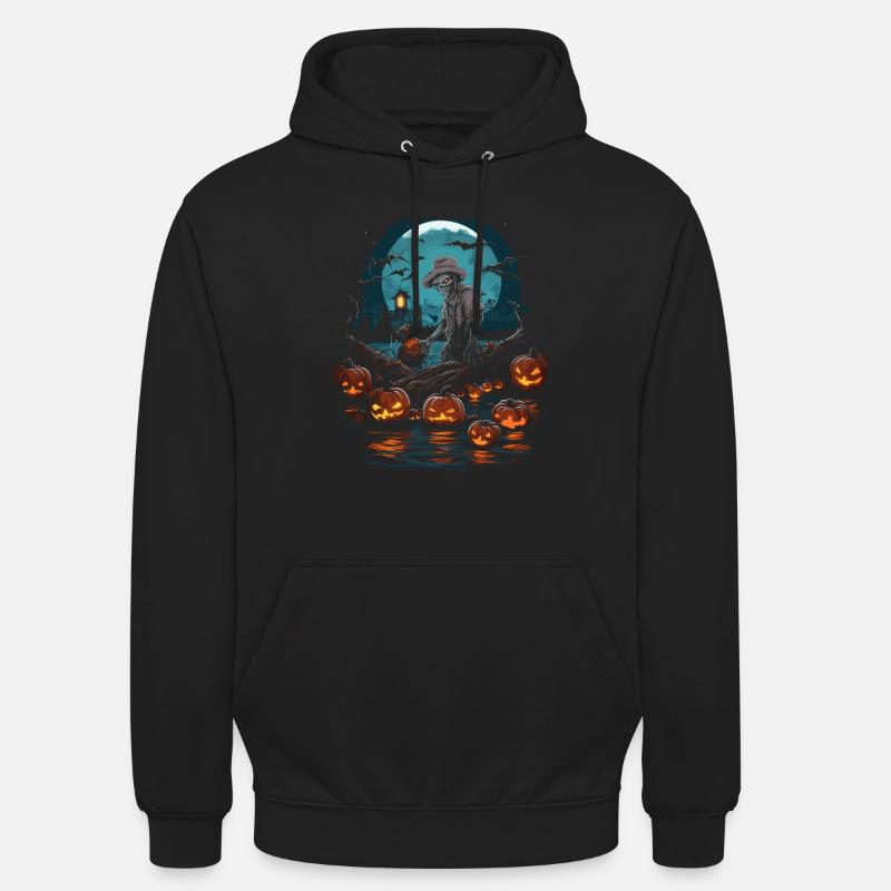 Pêcheur effrayant pêcheur d’Halloween effrayant - Sweat-shirt à capuche unisexe - noir