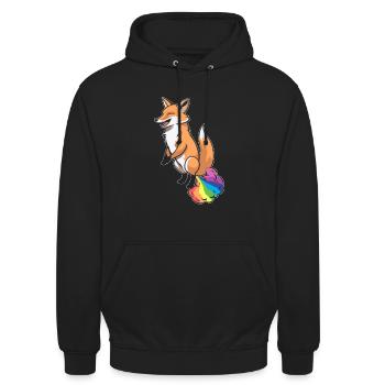 Fox Funny Rainbow Fart - Unisex Hoodie - black - Front - Alina (178cm) & Michal (187cm)