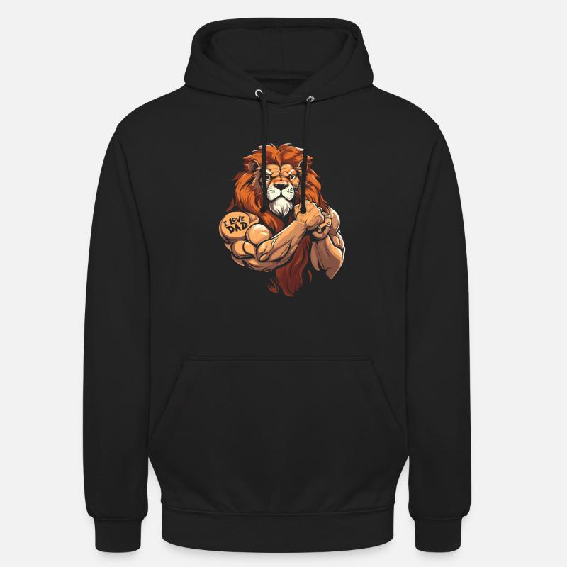 Lion biceps tatouage j’aime papa - Sweat-shirt à capuche unisexe - noir