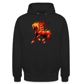 Feuerpferd An Tierpferd - Unisex Hoodie - Schwarz - Vorne - Alina (178cm) & Michal (187cm)